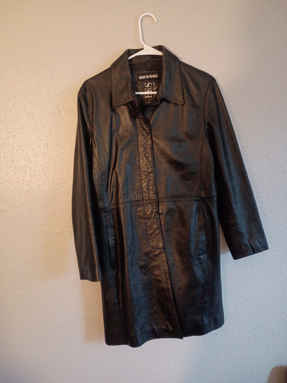 Women's Black Leather Longline Jacket - Made in France